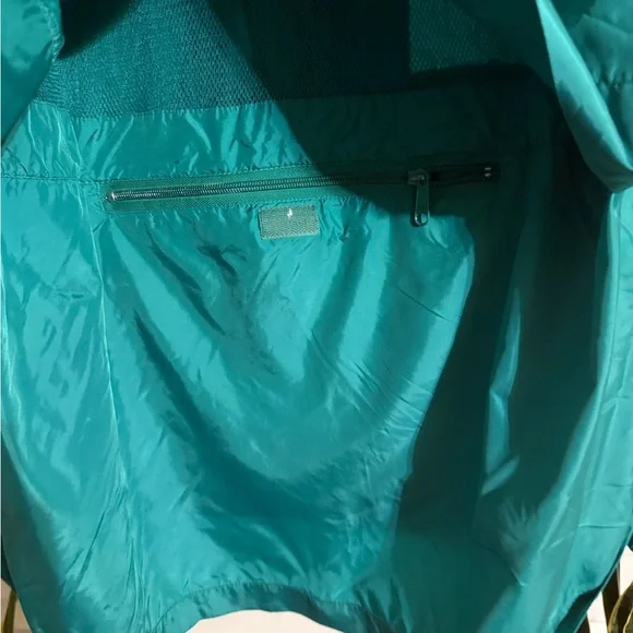 Vintage EBTEK Eddie Bauer Windbreaker Jacket Teal Packable Hooded Mens L - Picture 5 of 5